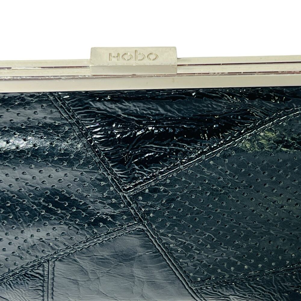 Hobo Clutch Wallet Black Leather Snakeskin Patchwork Retro Avante Garde Grunge